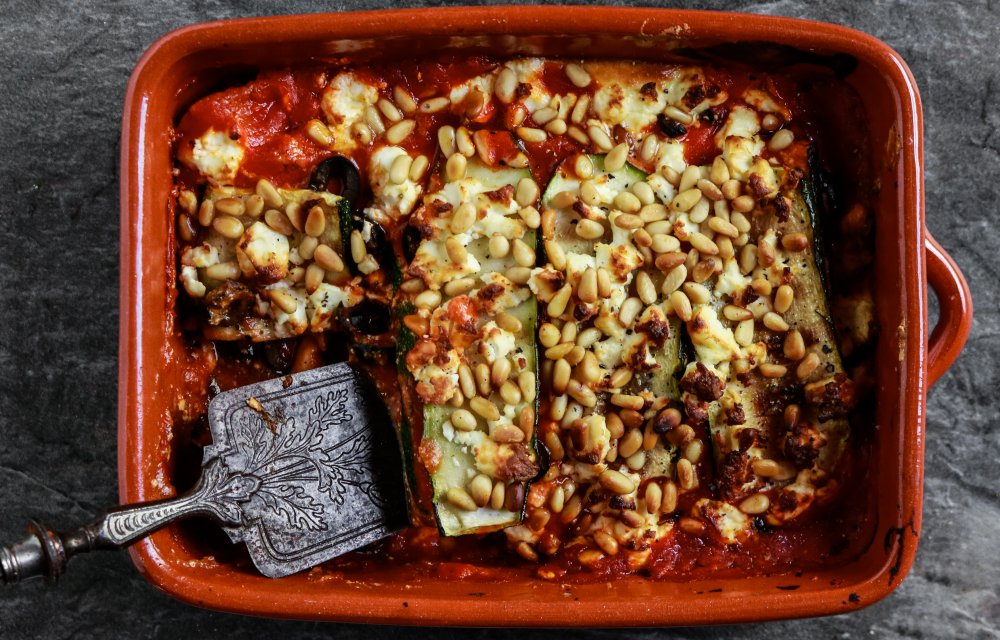 Courgettelasagne met feta met 6 ingrediënten