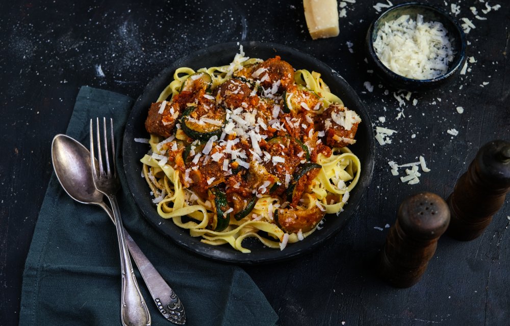 Tagliatelle met vega gehakt