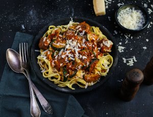 Tagliatelle met vega gehakt