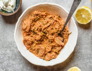 Courgetti met romige garnalen
