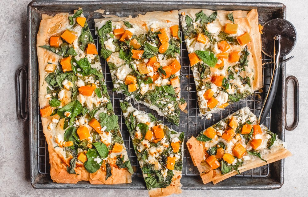 plaattaart met pompoen