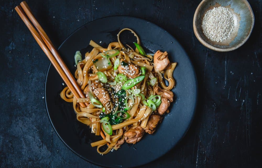 udonnoedels met kip-ketjap