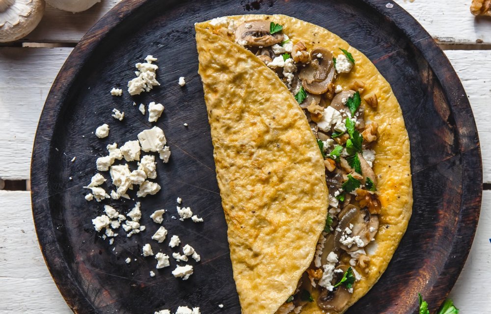 eiwraps met feta en champignons