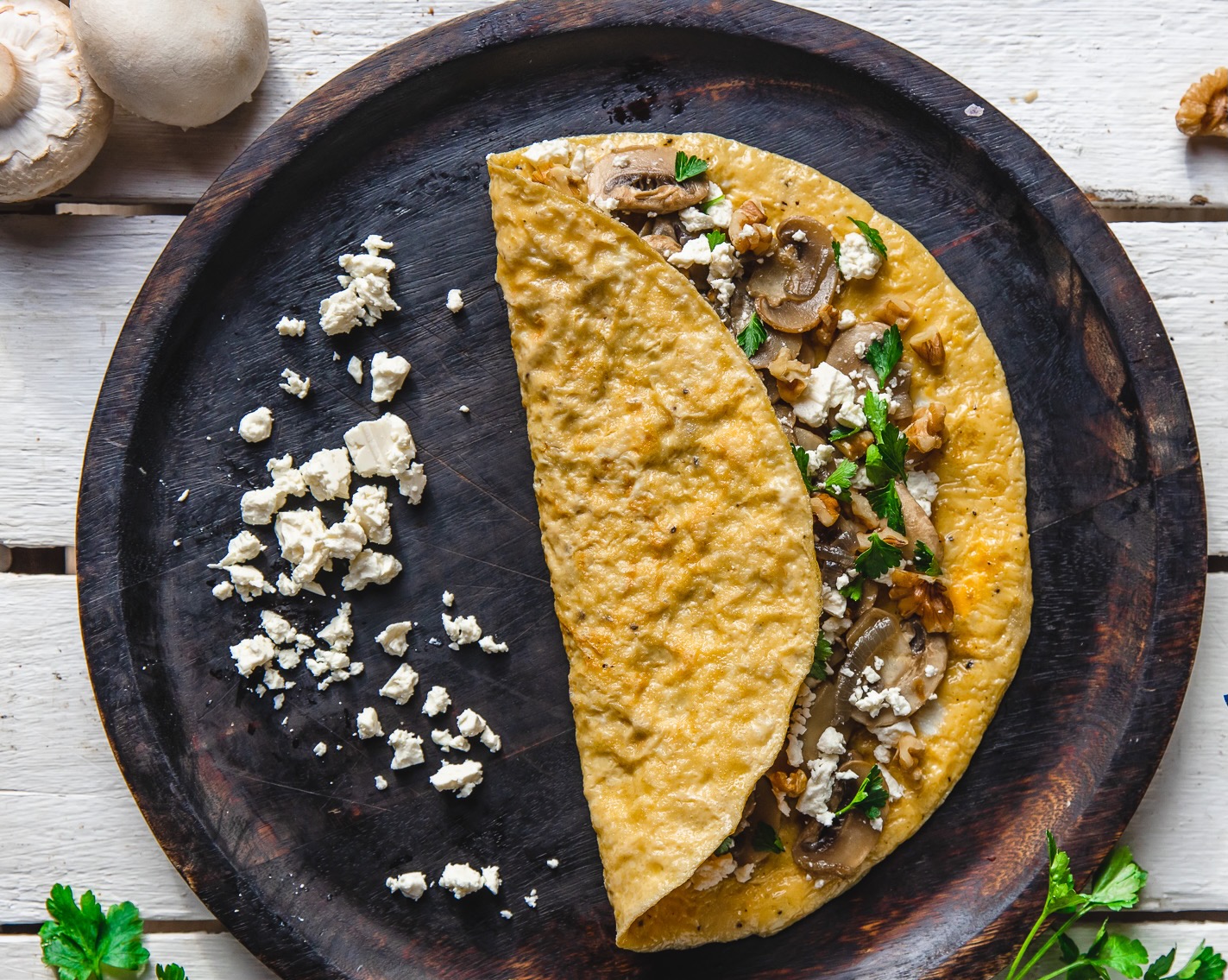 eiwraps met feta en champignons
