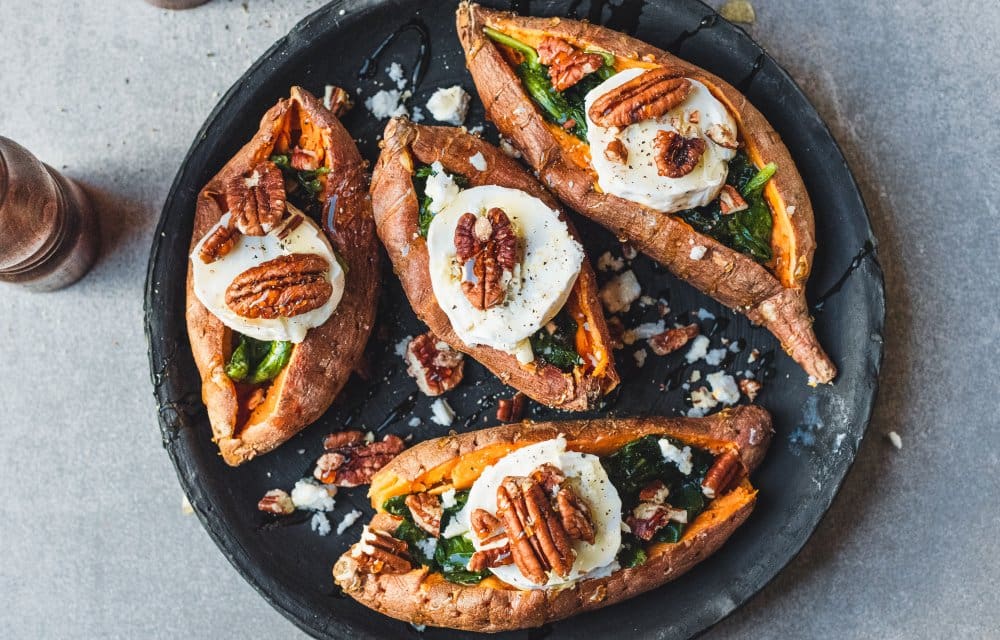 zoete aardappel met geitenkaas