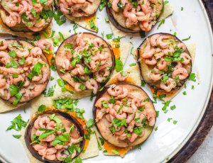 Pappadums met garnalen