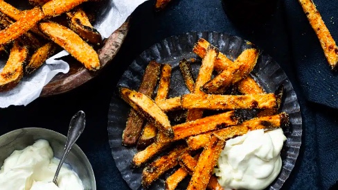 Krokante zoete aardappelfriet