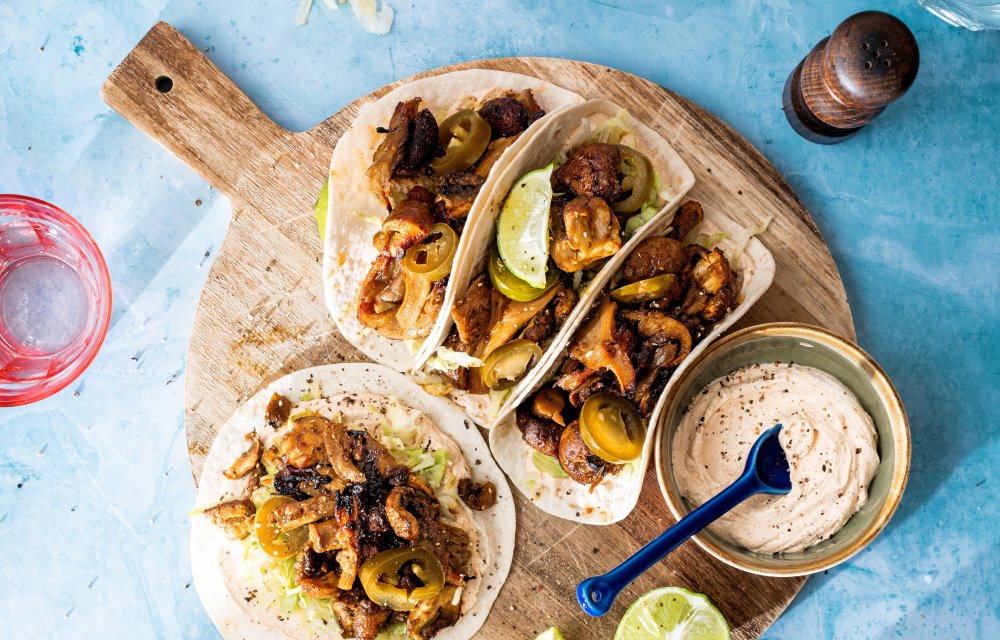 taco's met pulled mushrooms