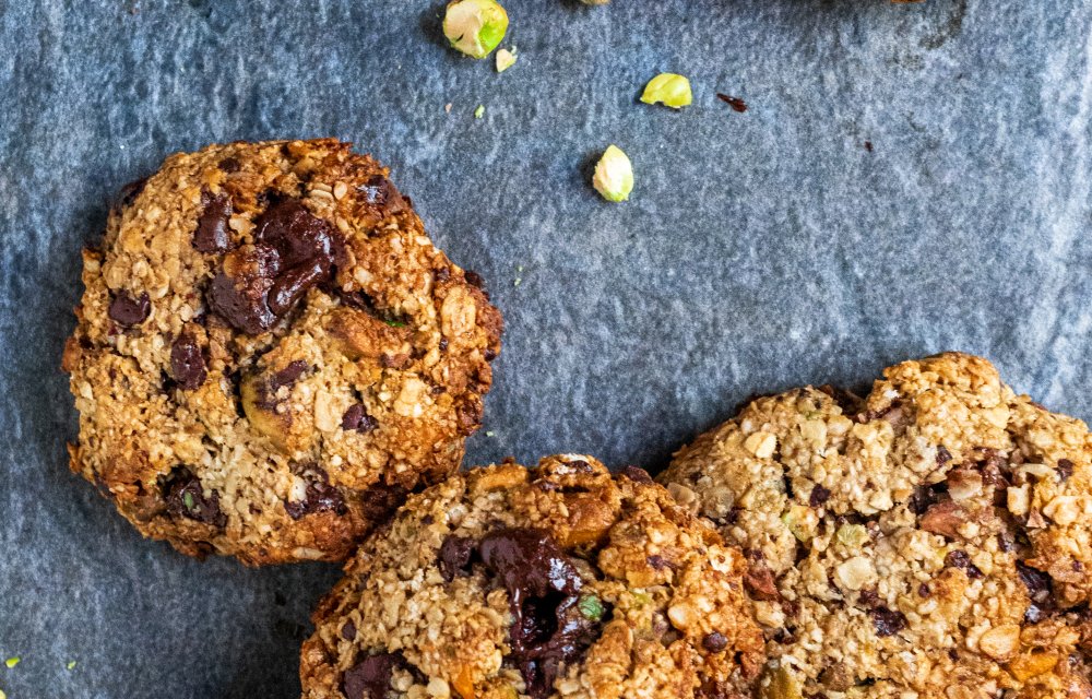 Cookies met pistache en chocolade